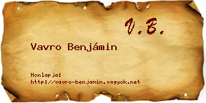 Vavro Benjámin névjegykártya